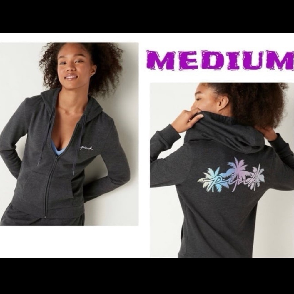 Victoria’s Secret PINK FLEECE ZIP UP EVERYDAY HOODIE MEDIUM